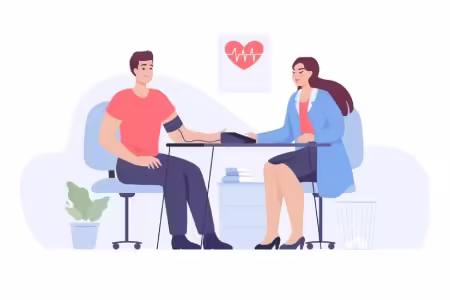 Doctor measuring blood pressure to male patient